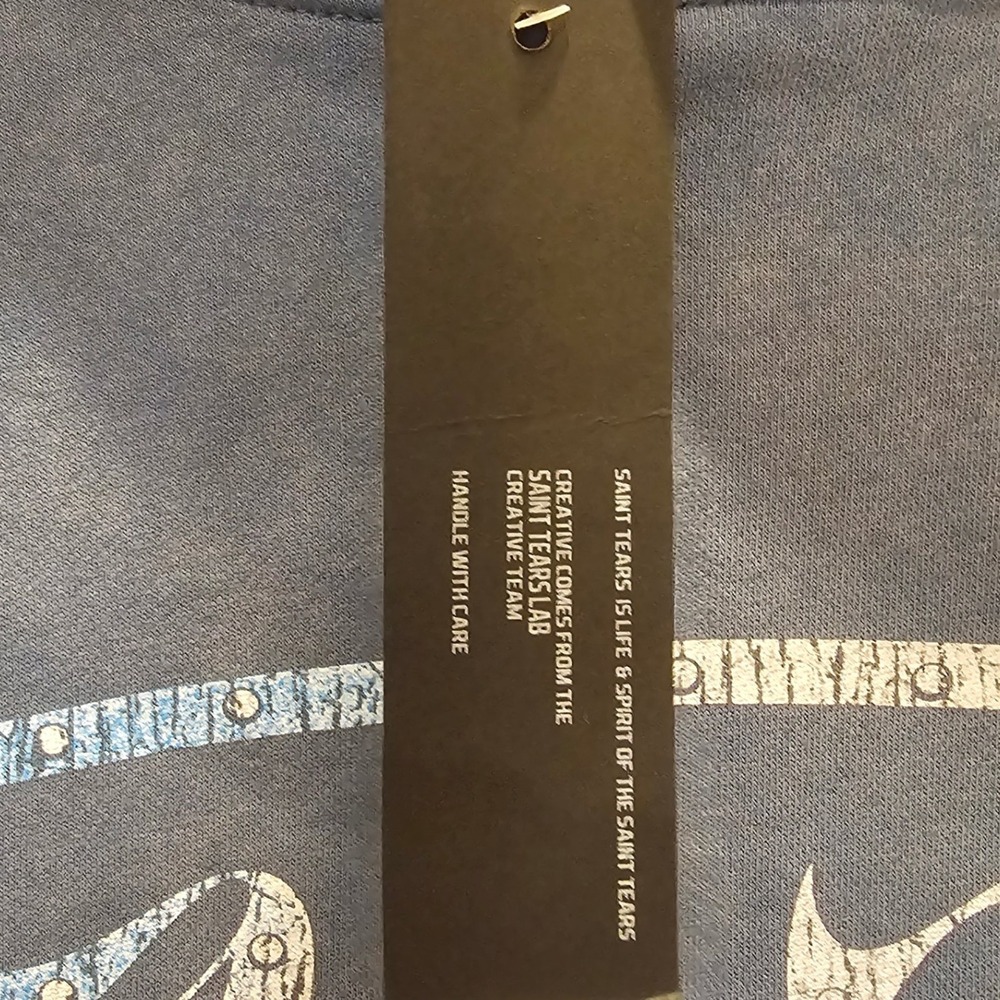 Saint Tears Hoodie‎ Men's Xl Blue Graphic Print Pullover Sweatshirt, Streetwear - Picture 7 of 12